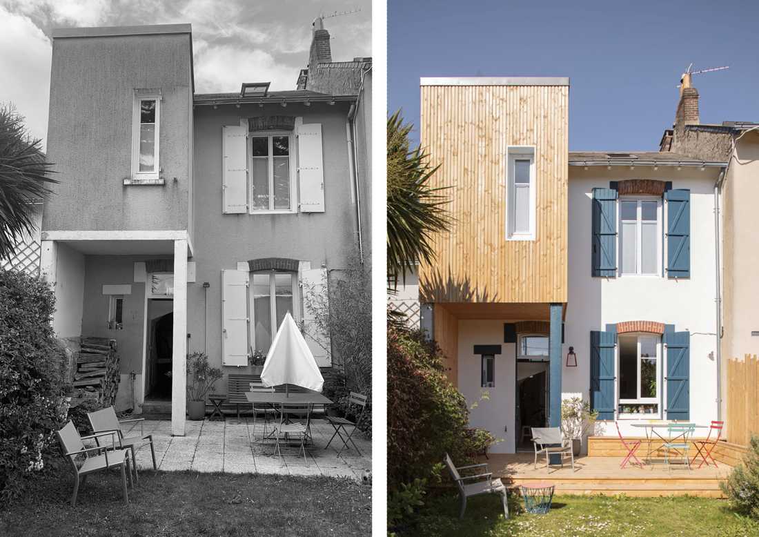 Avant-Après : Rénovation de la façade d'une maison de ville par un architecte à Nantes